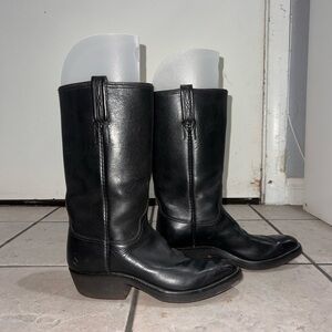 Lucchese Black Leather Women's Mid-Calf Western Boots